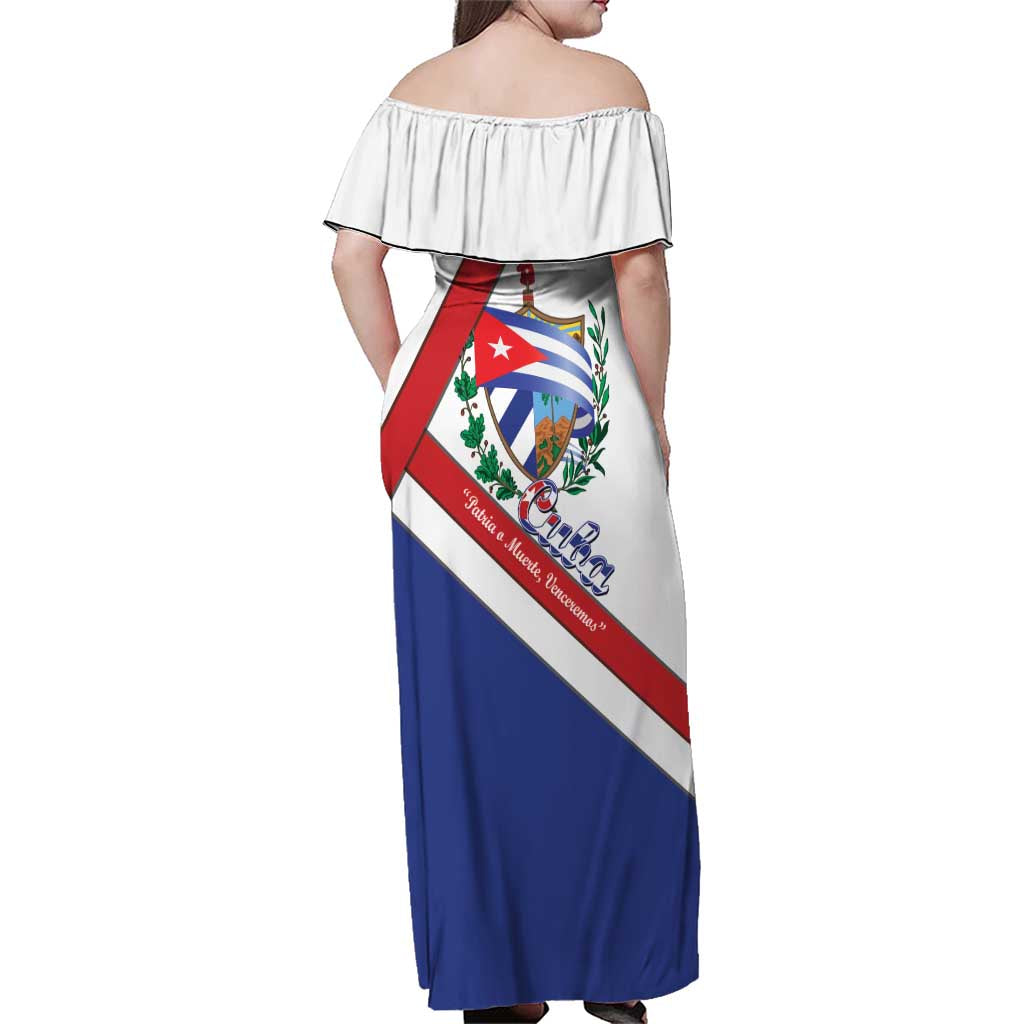 Cuba Independence Day Family Matching Off Shoulder Maxi Dress and Hawaiian Shirt Patria o Muerte Venceremos Curve Flag Style - Wonder Print Shop