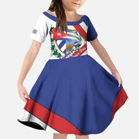 Cuba Independence Day Family Matching Off Shoulder Short Dress and Hawaiian Shirt Patria o Muerte Venceremos Curve Flag Style - Wonder Print Shop