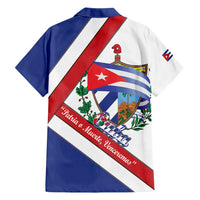 Cuba Independence Day Family Matching Off Shoulder Short Dress and Hawaiian Shirt Patria o Muerte Venceremos Curve Flag Style - Wonder Print Shop