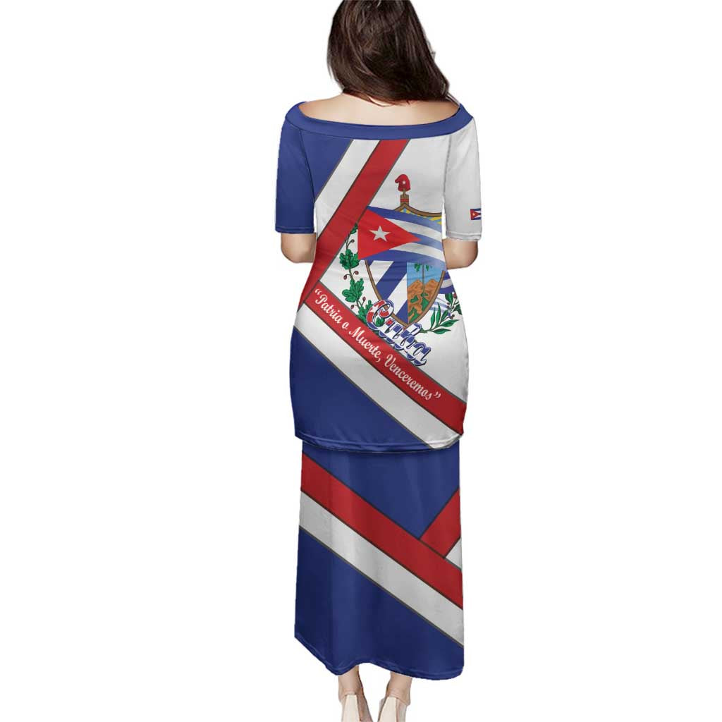 Cuba Independence Day Family Matching Puletasi and Hawaiian Shirt Patria o Muerte Venceremos Curve Flag Style - Wonder Print Shop