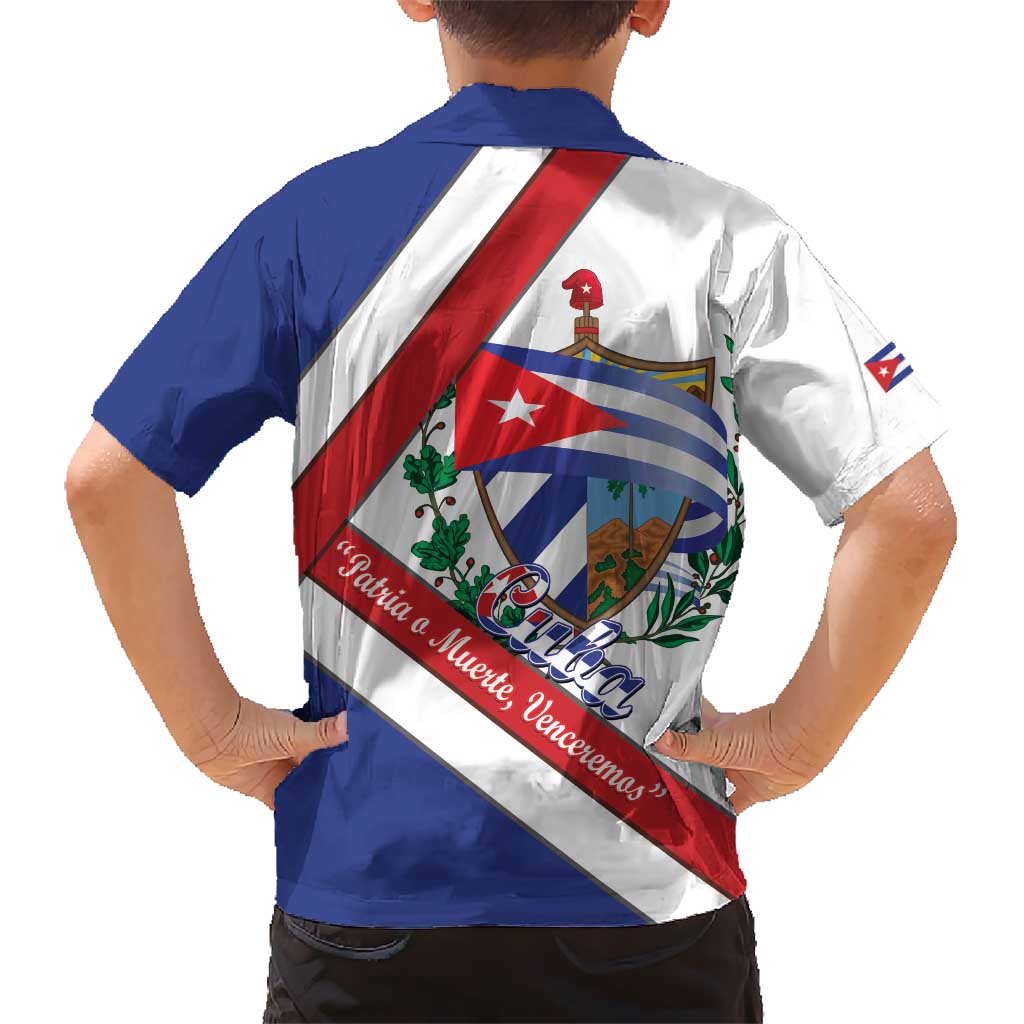 Cuba Independence Day Family Matching Short Sleeve Bodycon Dress and Hawaiian Shirt Patria o Muerte Venceremos Curve Flag Style - Wonder Print Shop
