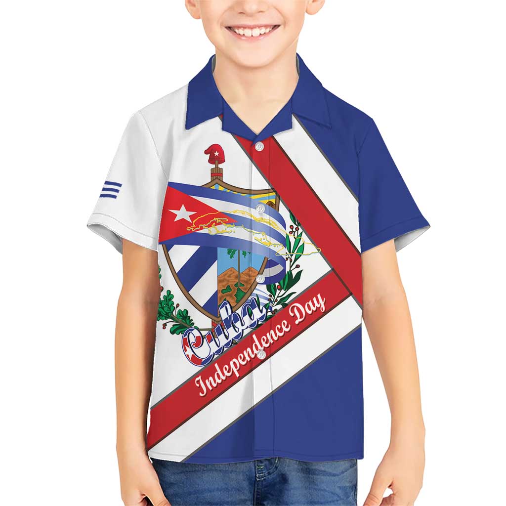 Cuba Independence Day Family Matching Short Sleeve Bodycon Dress and Hawaiian Shirt Patria o Muerte Venceremos Curve Flag Style - Wonder Print Shop