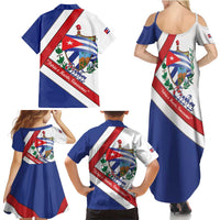 Cuba Independence Day Family Matching Summer Maxi Dress and Hawaiian Shirt Patria o Muerte Venceremos Curve Flag Style - Wonder Print Shop