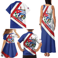 Cuba Independence Day Family Matching Tank Maxi Dress and Hawaiian Shirt Patria o Muerte Venceremos Curve Flag Style - Wonder Print Shop