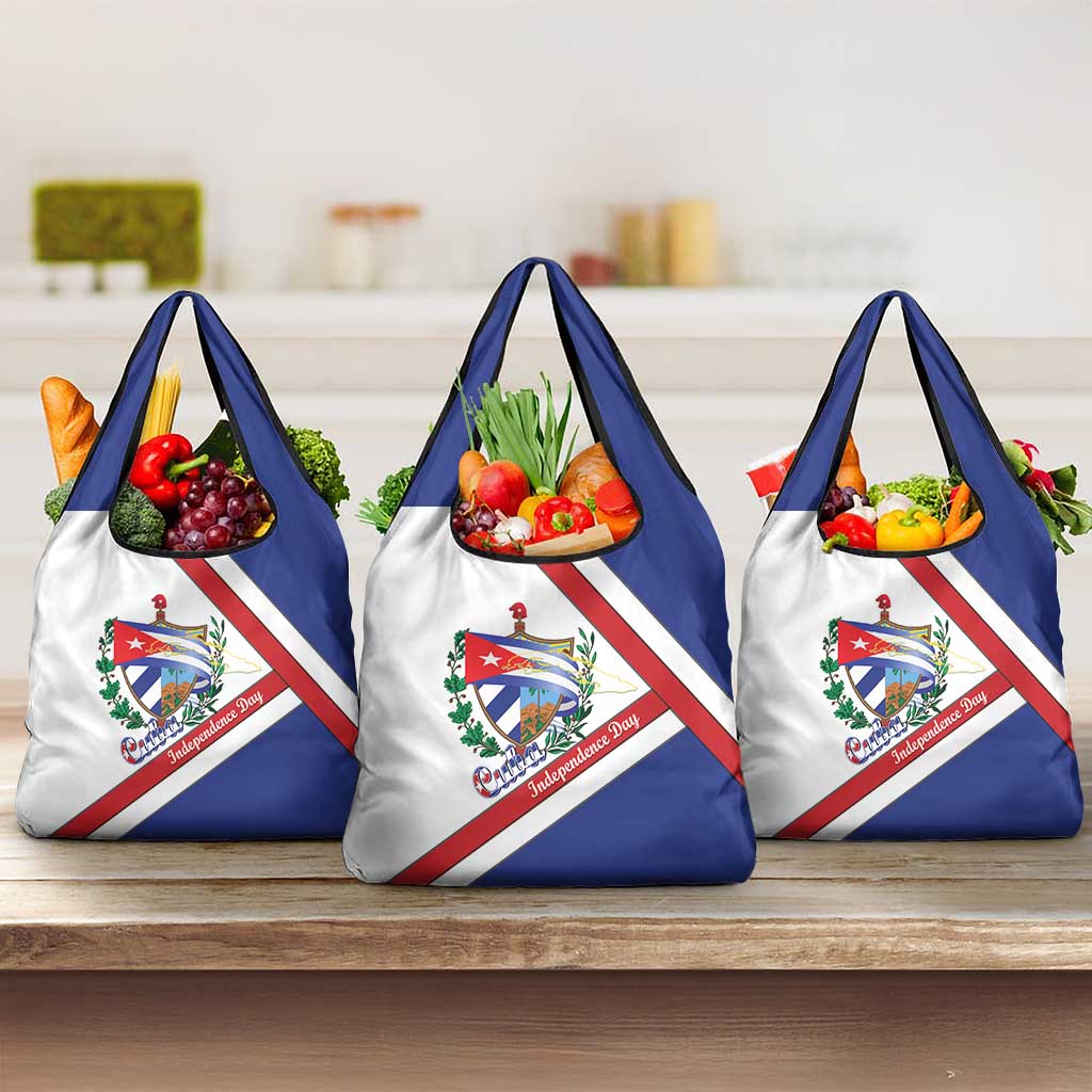 Cuba Independence Day Grocery Bag Patria o Muerte Venceremos Curve Flag Style - Wonder Print Shop