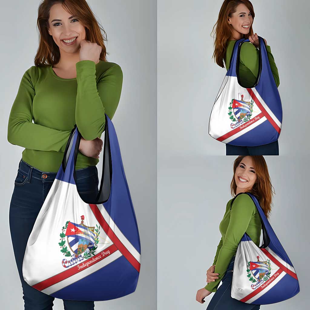 Cuba Independence Day Grocery Bag Patria o Muerte Venceremos Curve Flag Style - Wonder Print Shop