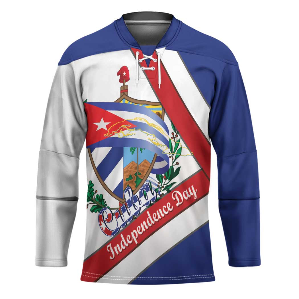 Cuba Independence Day Hockey Jersey Patria o Muerte Venceremos Curve Flag Style - Wonder Print Shop