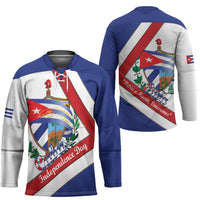Cuba Independence Day Hockey Jersey Patria o Muerte Venceremos Curve Flag Style - Wonder Print Shop