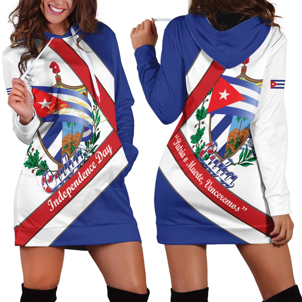 Cuba Independence Day Hoodie Dress Patria o Muerte Venceremos Curve Flag Style - Wonder Print Shop