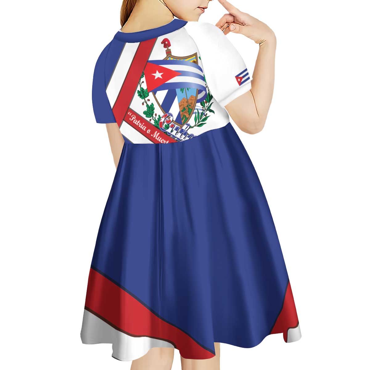 Cuba Independence Day Kid Short Sleeve Dress Patria o Muerte Venceremos Curve Flag Style - Wonder Print Shop