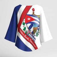 Cuba Independence Day Kimono Sleeve Blouse Patria o Muerte Venceremos Curve Flag Style - Wonder Print Shop