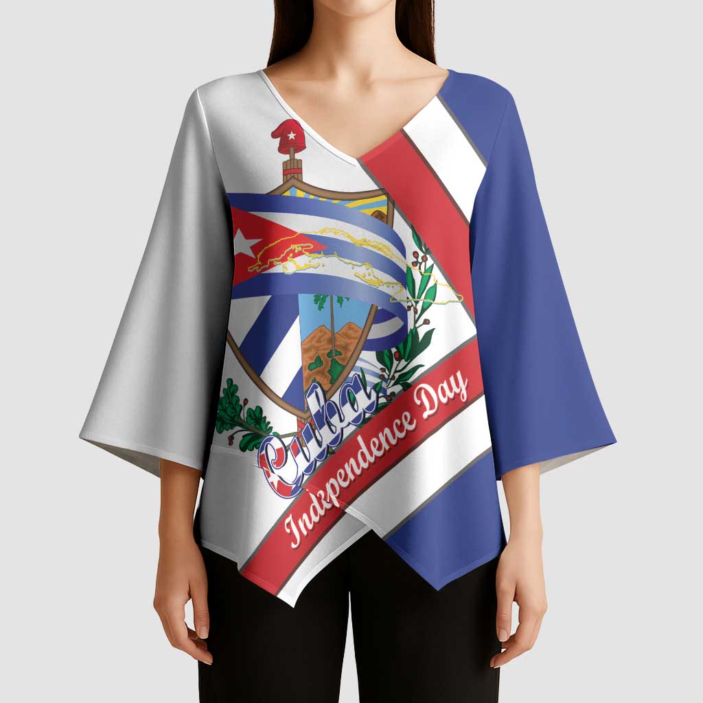 Cuba Independence Day Kimono Sleeve Blouse Patria o Muerte Venceremos Curve Flag Style - Wonder Print Shop