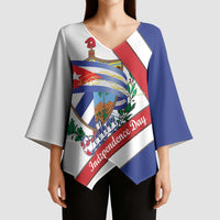 Cuba Independence Day Kimono Sleeve Blouse Patria o Muerte Venceremos Curve Flag Style - Wonder Print Shop