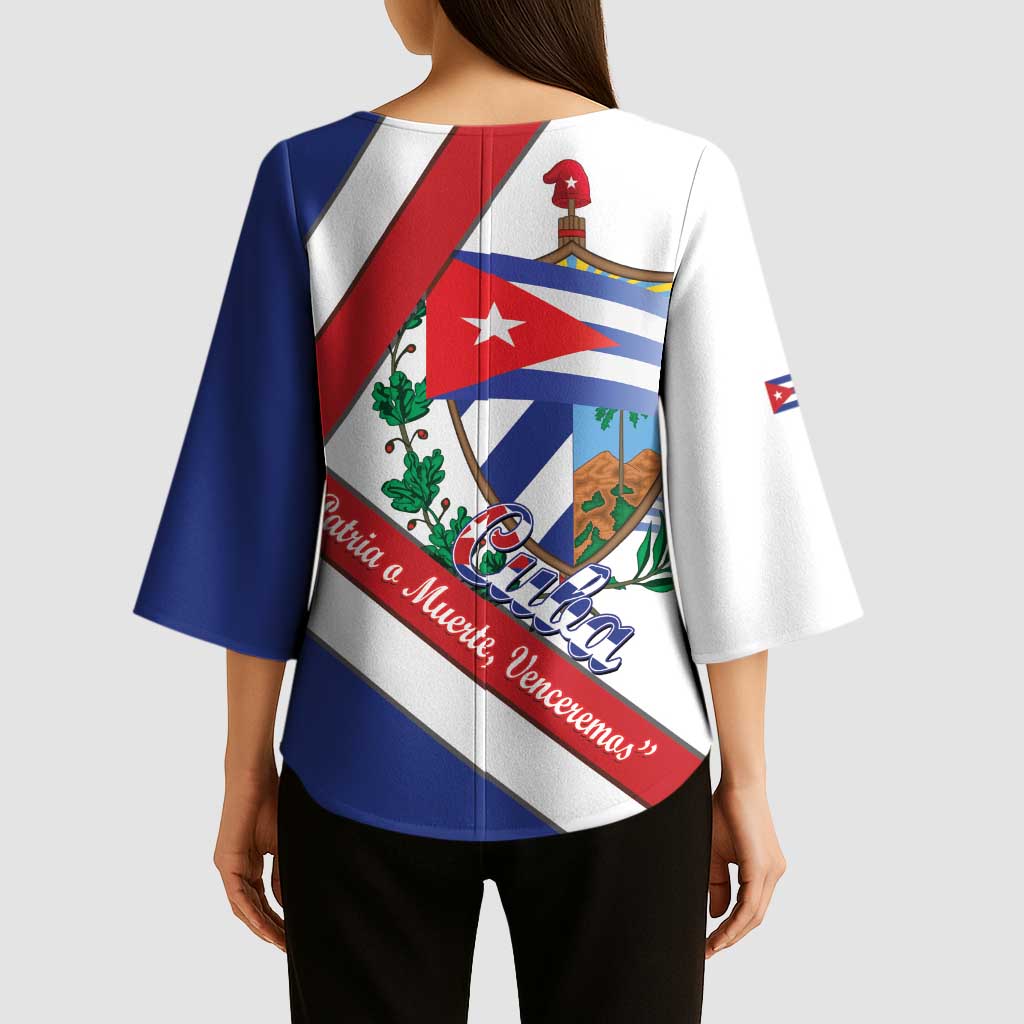 Cuba Independence Day Kimono Sleeve Blouse Patria o Muerte Venceremos Curve Flag Style - Wonder Print Shop
