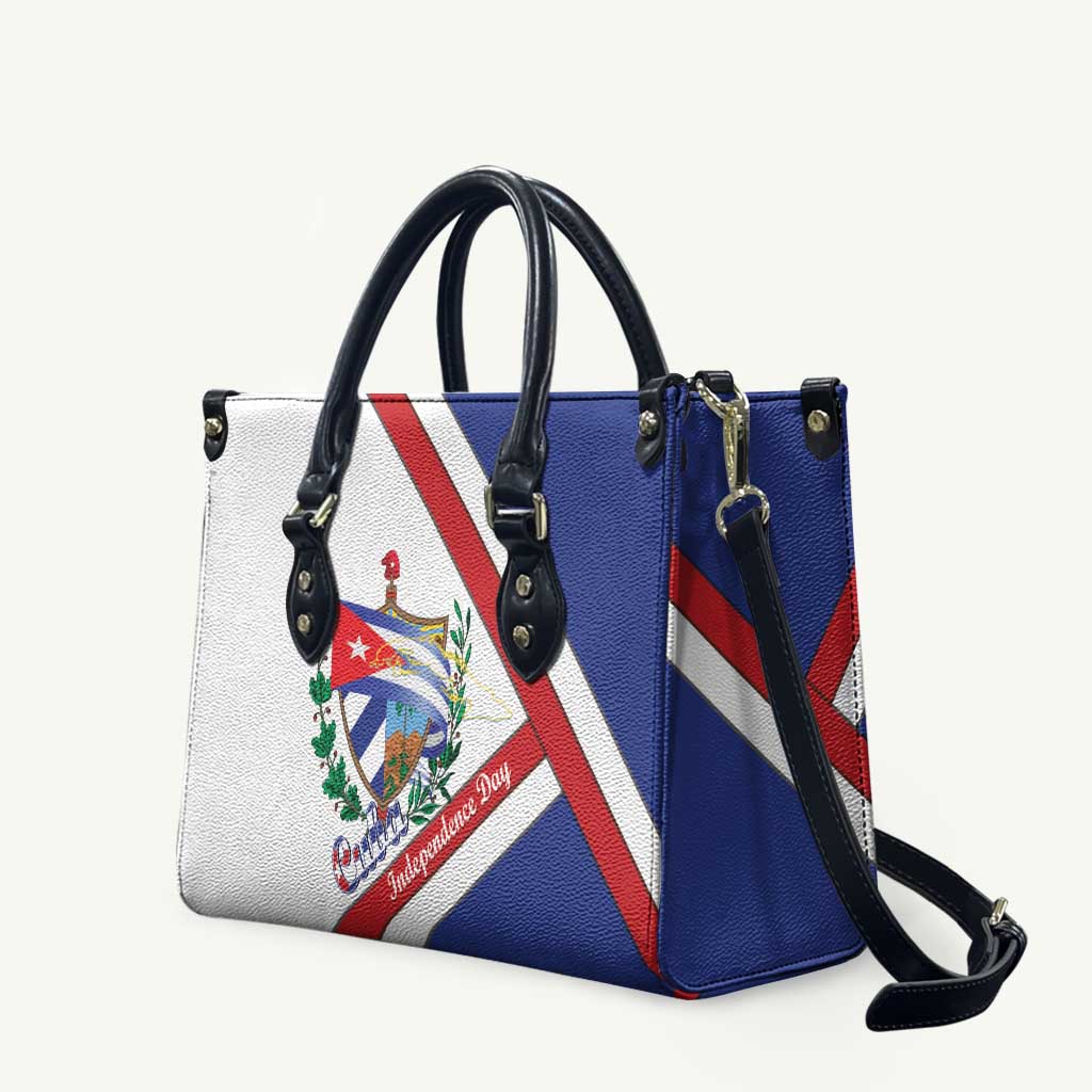 Cuba Independence Day Leather Bag Patria o Muerte Venceremos Curve Flag Style - Wonder Print Shop