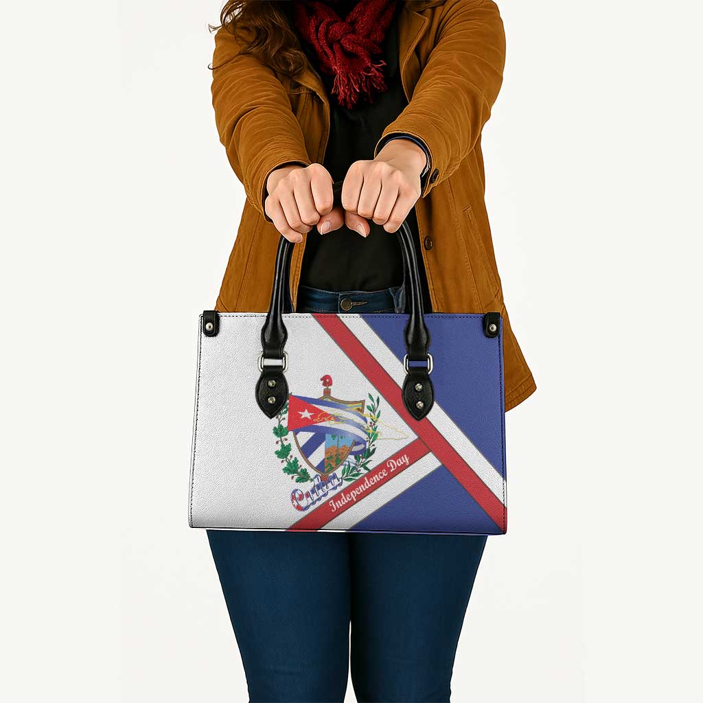 Cuba Independence Day Leather Bag Patria o Muerte Venceremos Curve Flag Style - Wonder Print Shop