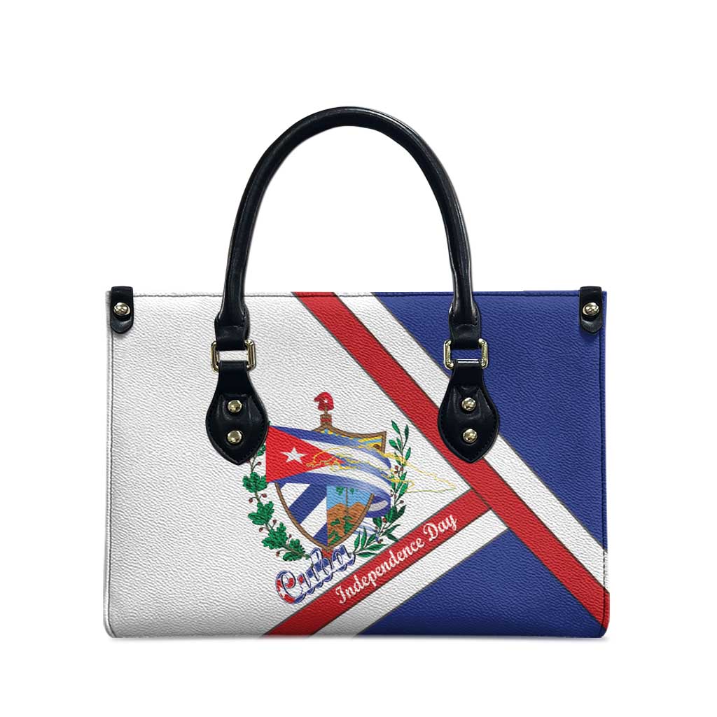 Cuba Independence Day Leather Bag Patria o Muerte Venceremos Curve Flag Style - Wonder Print Shop