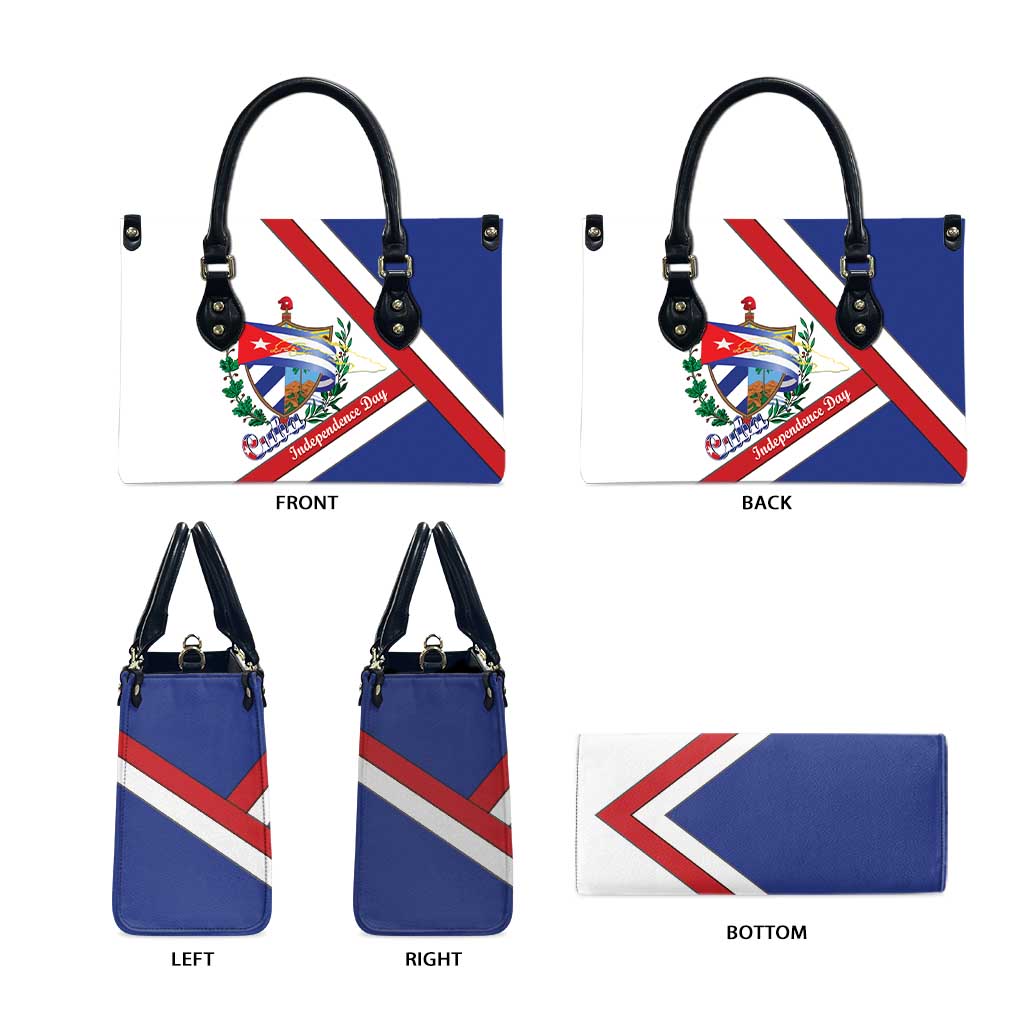 Cuba Independence Day Leather Bag Patria o Muerte Venceremos Curve Flag Style - Wonder Print Shop