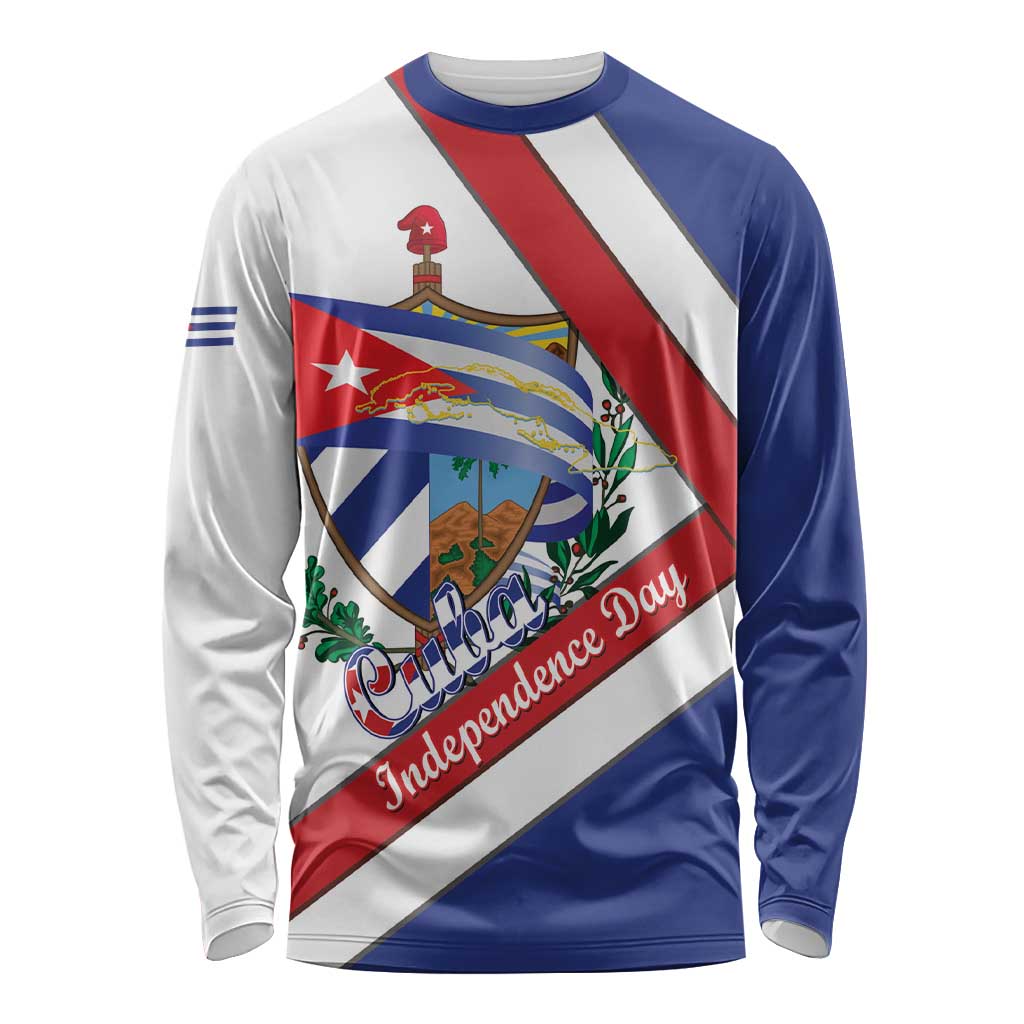 Cuba Independence Day Long Sleeve Shirt Patria o Muerte Venceremos Curve Flag Style - Wonder Print Shop