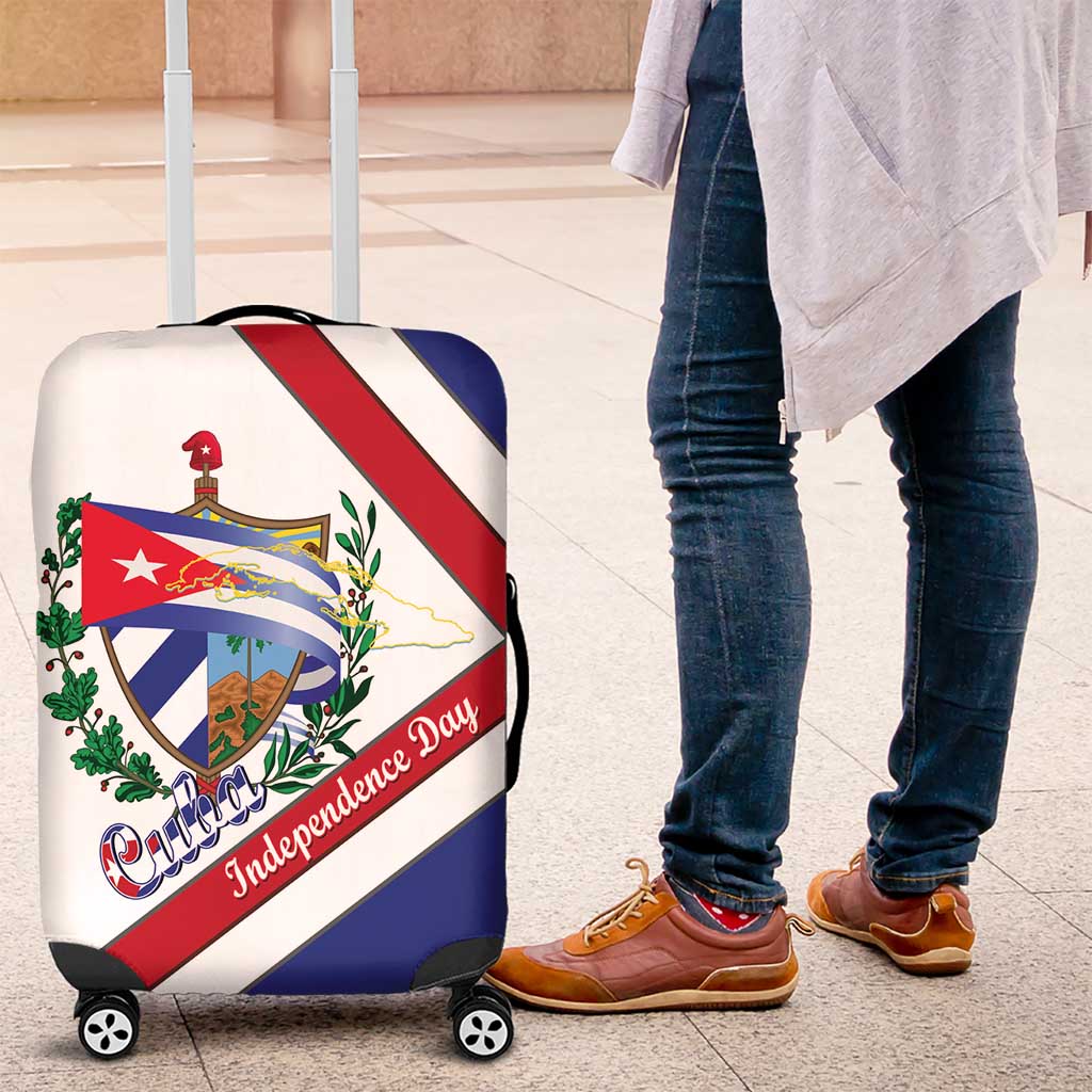 Cuba Independence Day Luggage Cover Patria o Muerte Venceremos Curve Flag Style - Wonder Print Shop