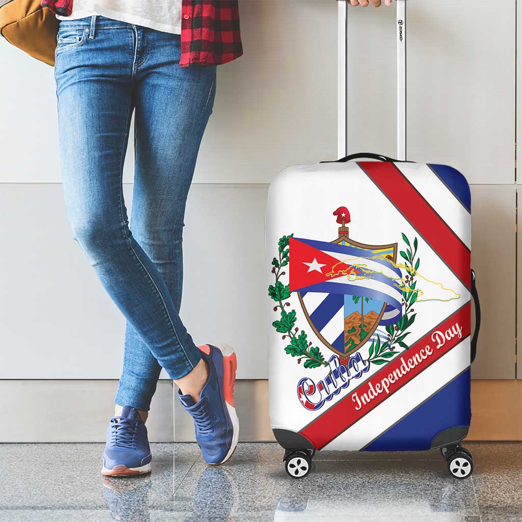Cuba Independence Day Luggage Cover Patria o Muerte Venceremos Curve Flag Style - Wonder Print Shop