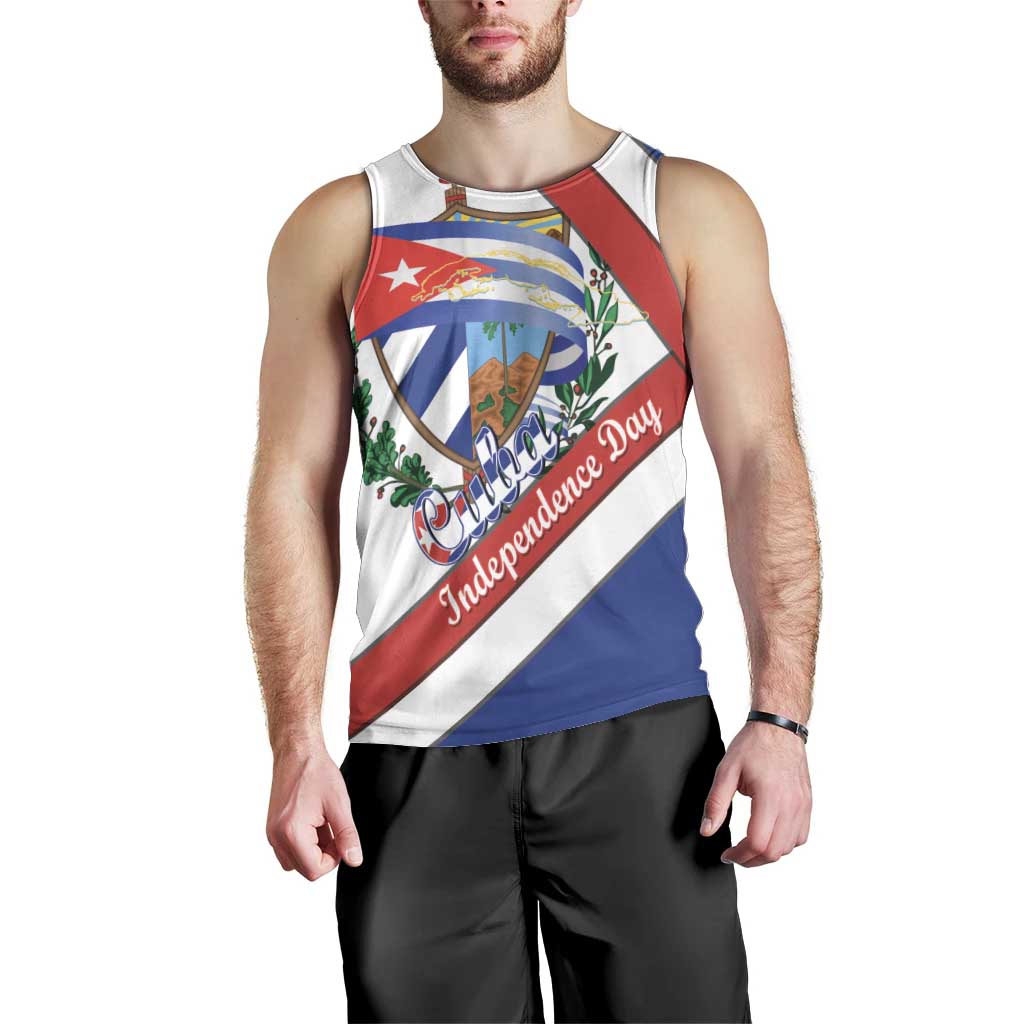 Cuba Independence Day Men Tank Top Patria o Muerte Venceremos Curve Flag Style - Wonder Print Shop