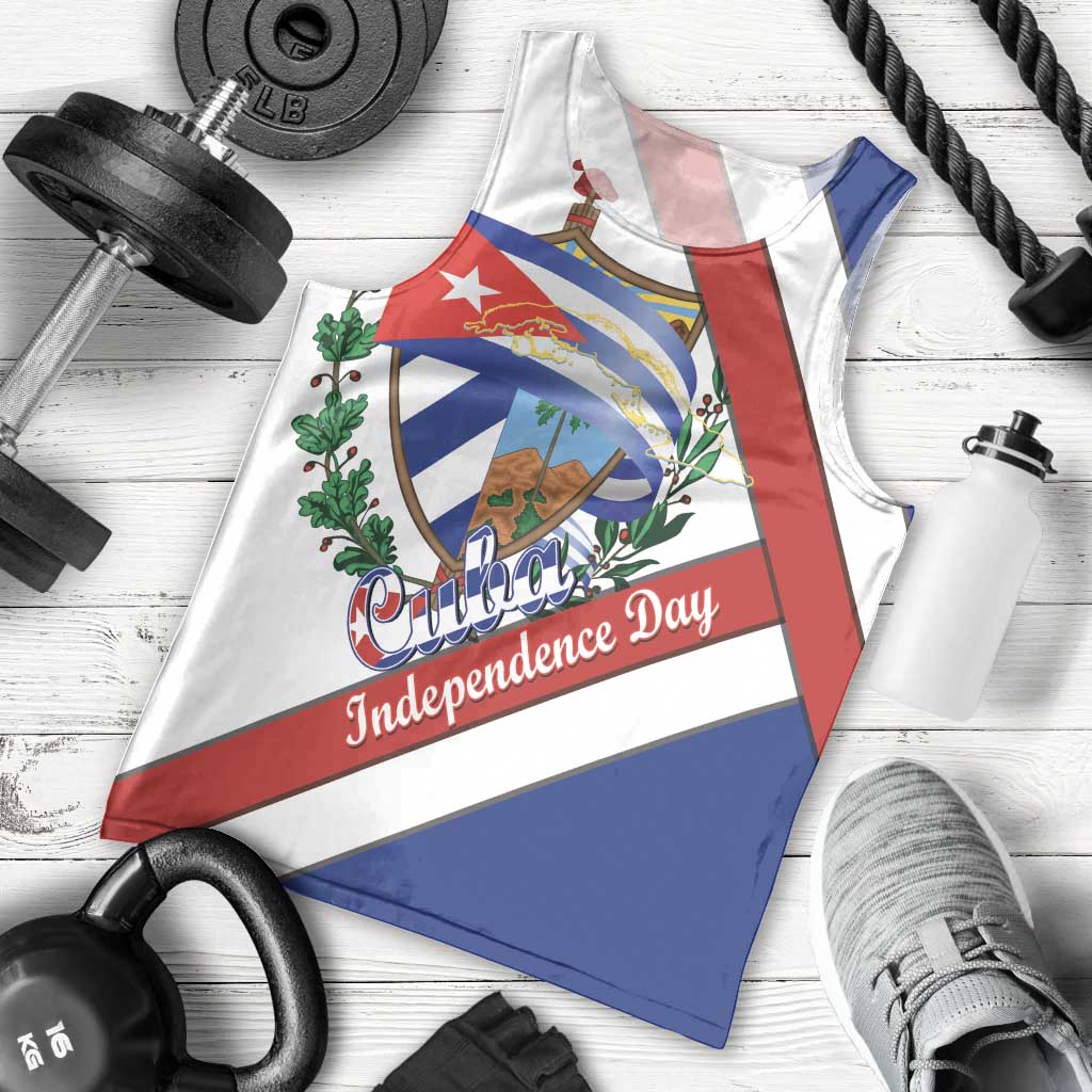Cuba Independence Day Men Tank Top Patria o Muerte Venceremos Curve Flag Style - Wonder Print Shop