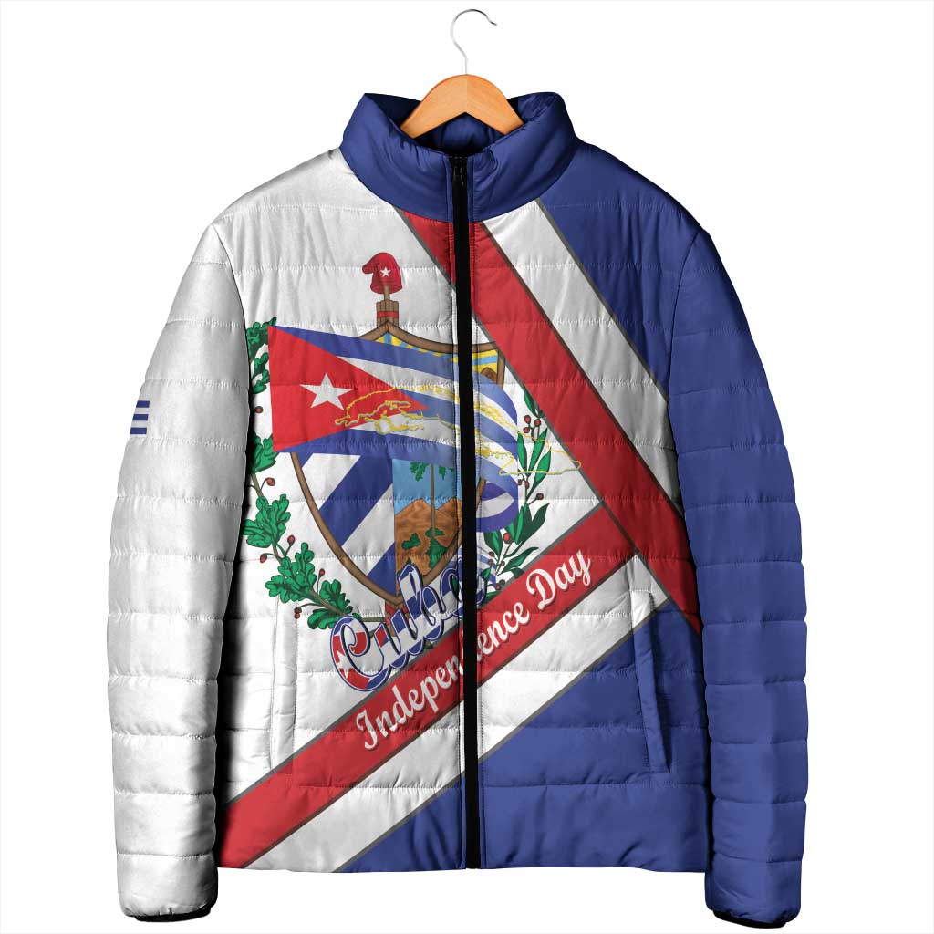 Cuba Independence Day Padded Jacket Patria o Muerte Venceremos Curve Flag Style - Wonder Print Shop