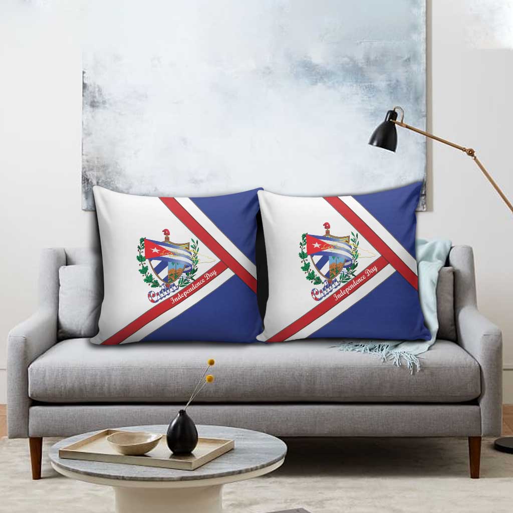 Cuba Independence Day Pillow Cover Patria o Muerte Venceremos Curve Flag Style - Wonder Print Shop