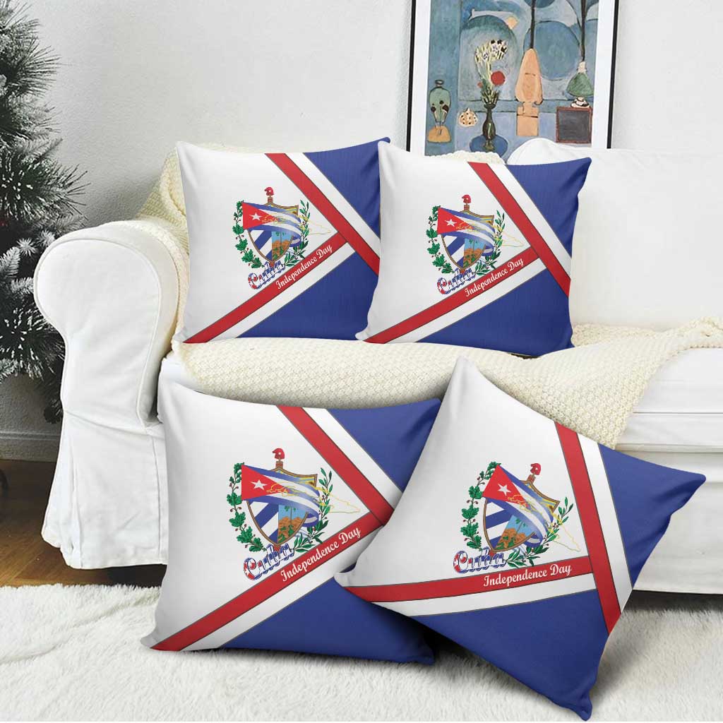 Cuba Independence Day Pillow Cover Patria o Muerte Venceremos Curve Flag Style - Wonder Print Shop