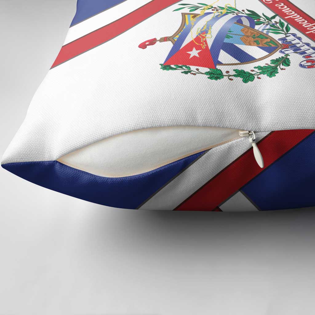 Cuba Independence Day Pillow Cover Patria o Muerte Venceremos Curve Flag Style - Wonder Print Shop