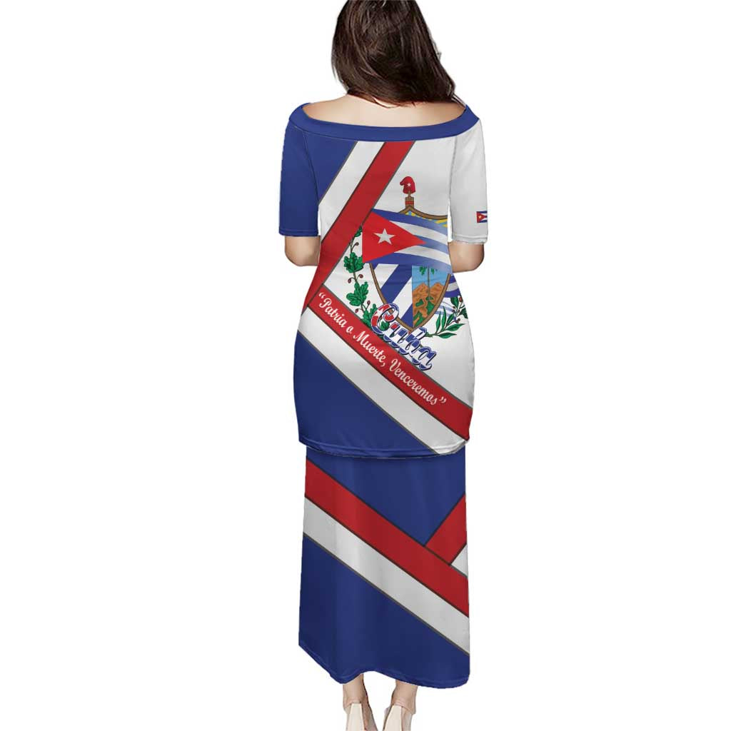 Cuba Independence Day Puletasi Patria o Muerte Venceremos Curve Flag Style - Wonder Print Shop
