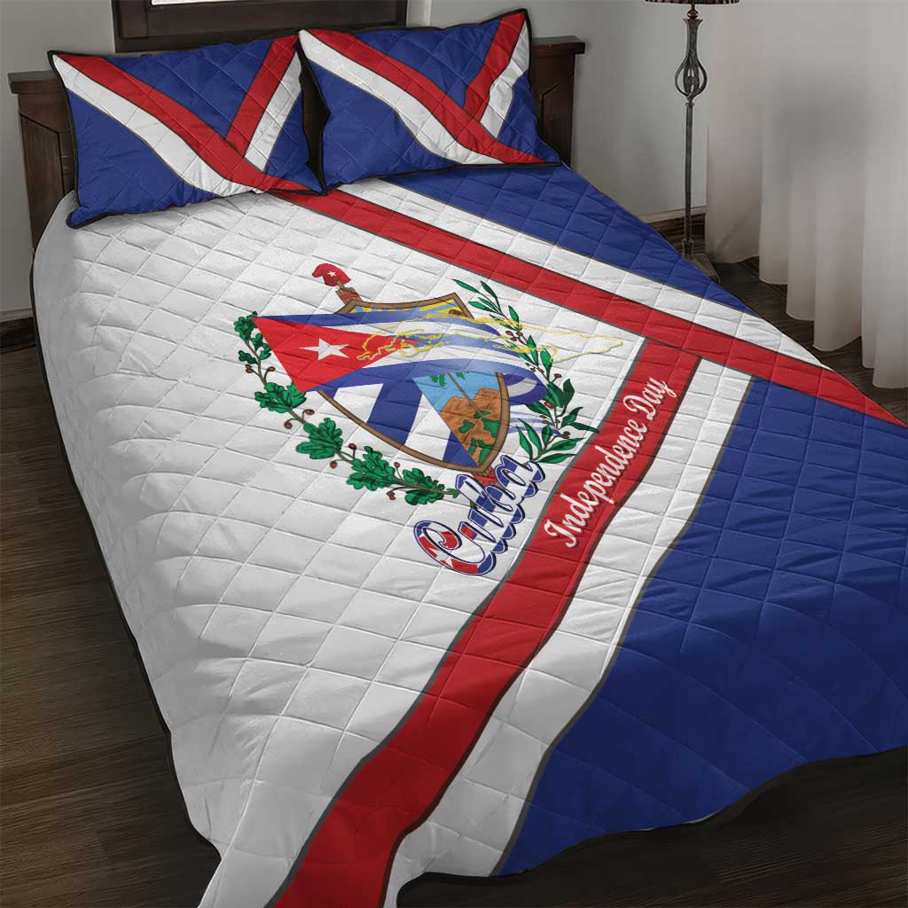 Cuba Independence Day Quilt Bed Set Patria o Muerte Venceremos Curve Flag Style - Wonder Print Shop
