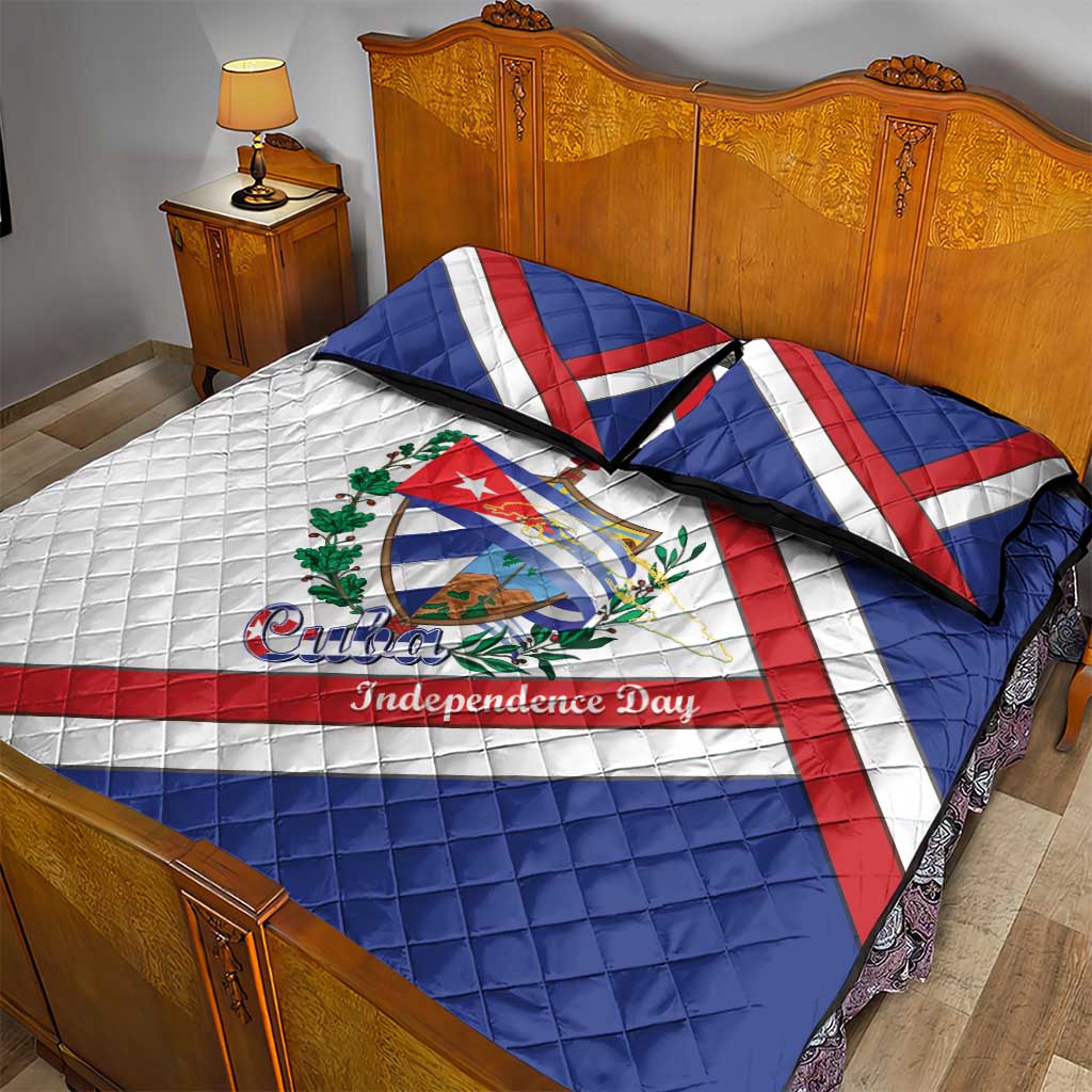 Cuba Independence Day Quilt Bed Set Patria o Muerte Venceremos Curve Flag Style - Wonder Print Shop