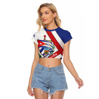 Cuba Independence Day Raglan Cropped T Shirt Patria o Muerte Venceremos Curve Flag Style - Wonder Print Shop
