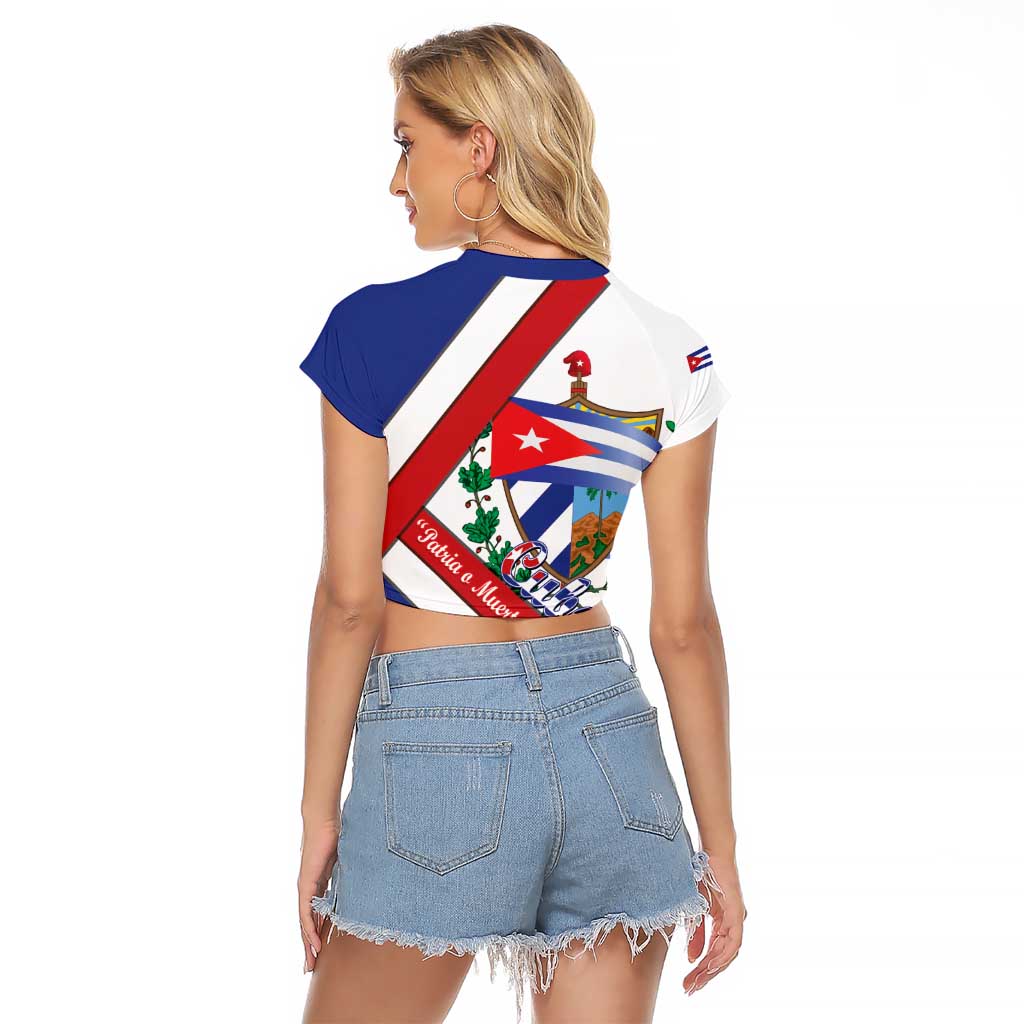 Cuba Independence Day Raglan Cropped T Shirt Patria o Muerte Venceremos Curve Flag Style - Wonder Print Shop