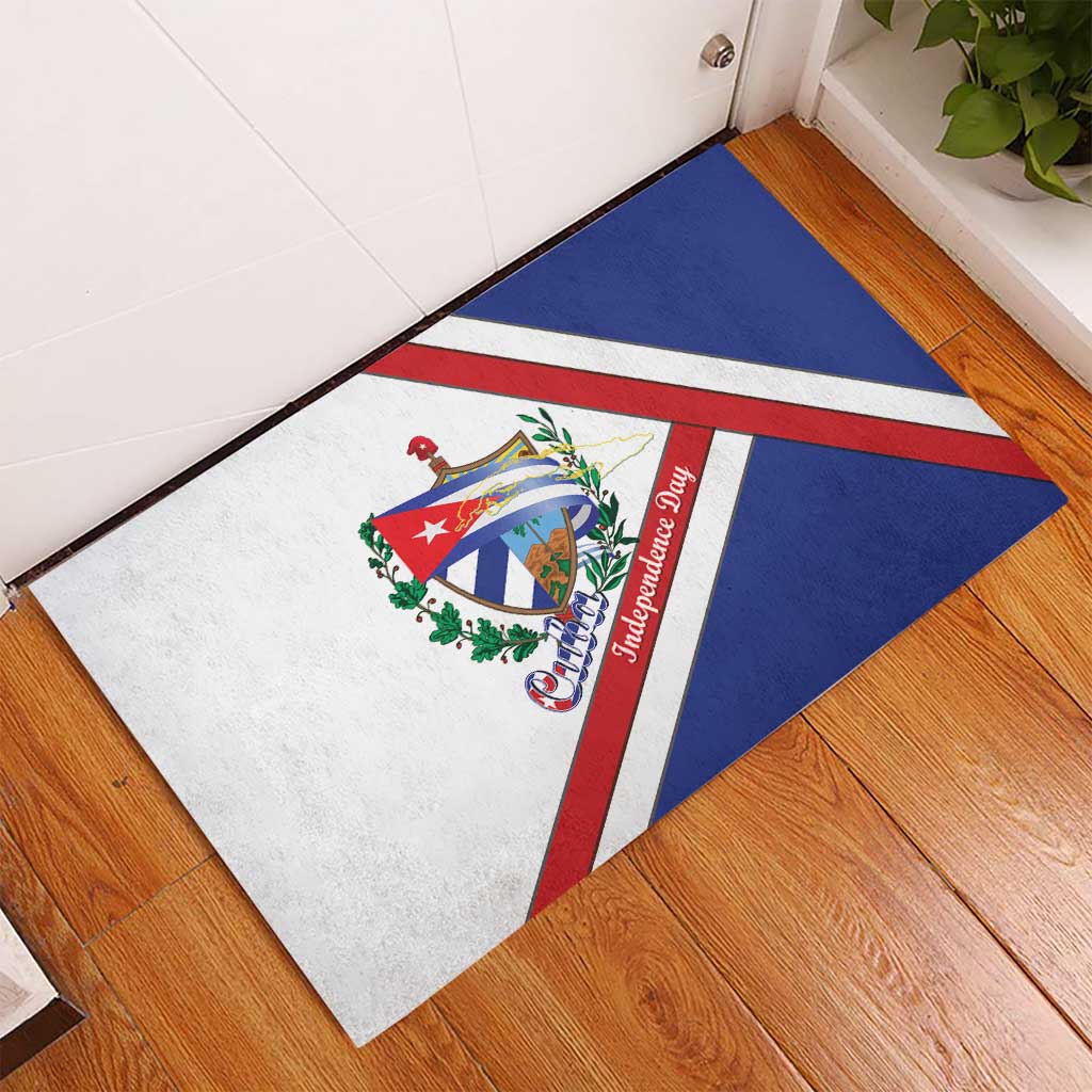 Cuba Independence Day Rubber Doormat Patria o Muerte Venceremos Curve Flag Style - Wonder Print Shop