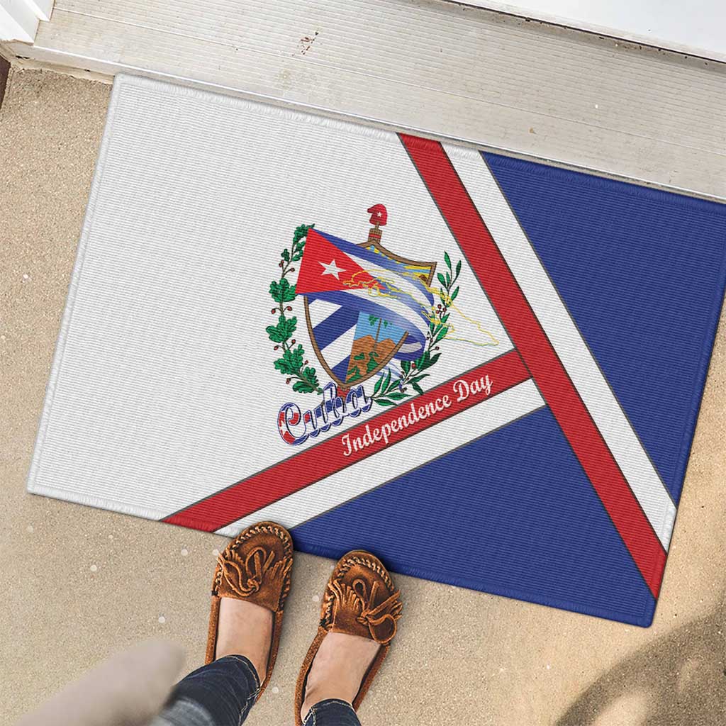 Cuba Independence Day Rubber Doormat Patria o Muerte Venceremos Curve Flag Style - Wonder Print Shop