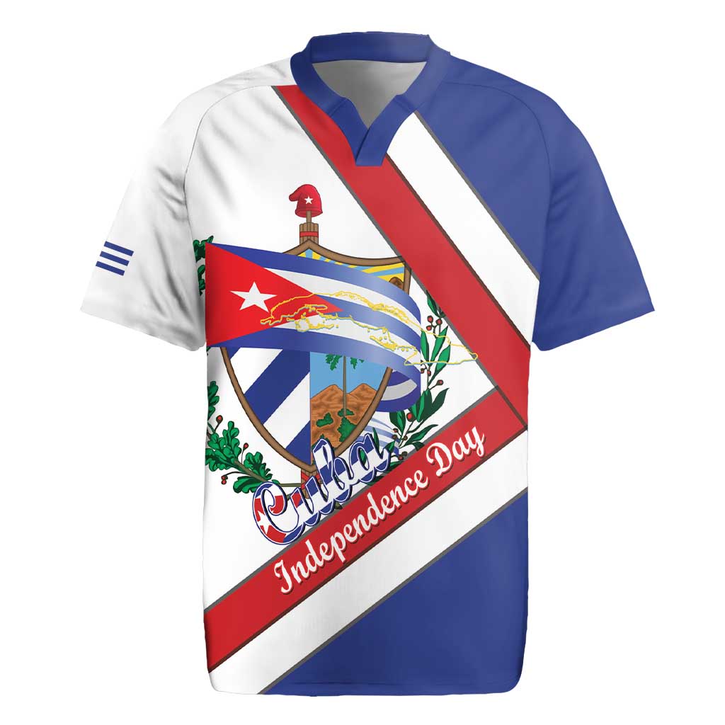 Cuba Independence Day Rugby Jersey Patria o Muerte Venceremos Curve Flag Style - Wonder Print Shop
