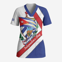 Cuba Independence Day Scrub Top Patria o Muerte Venceremos Curve Flag Style - Wonder Print Shop