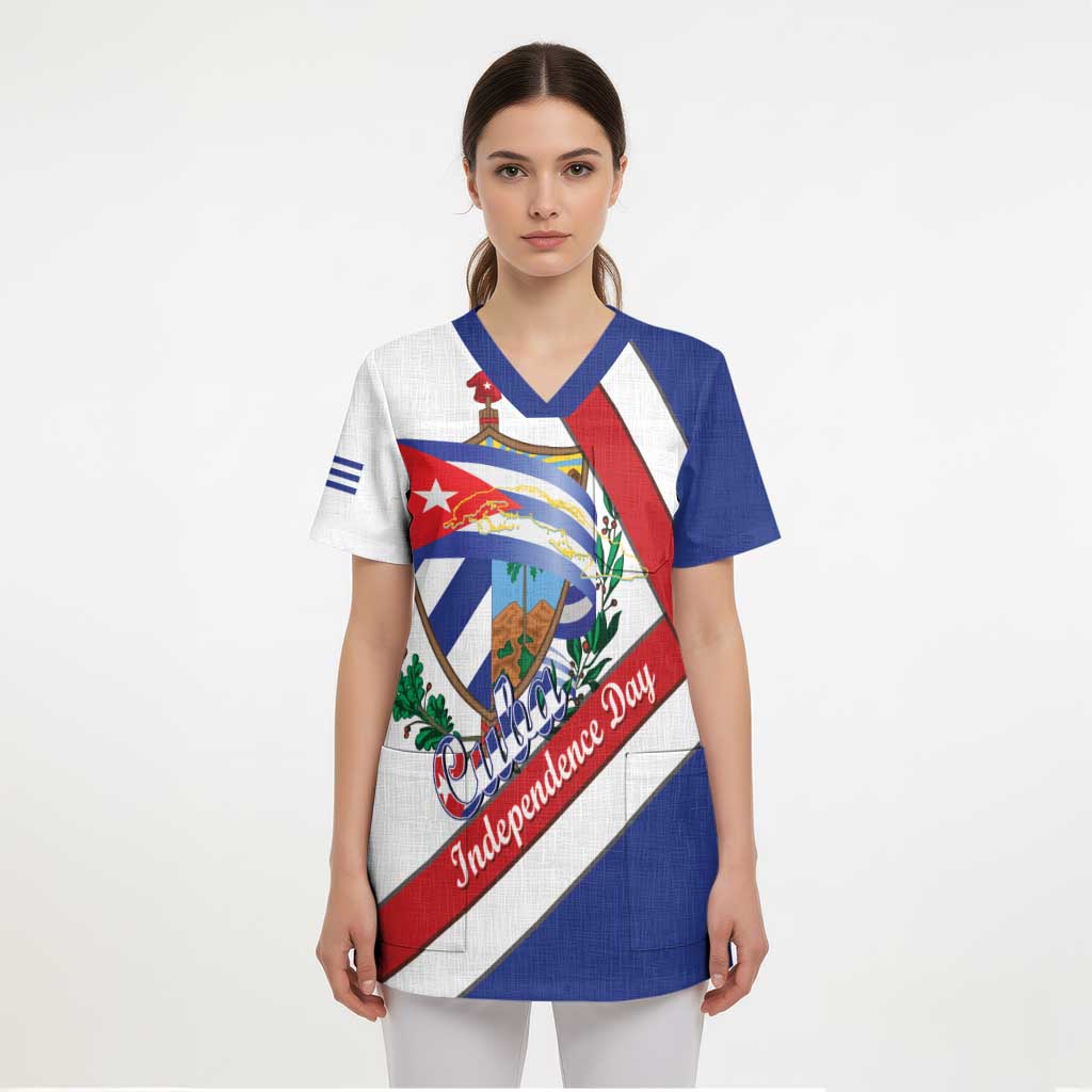 Cuba Independence Day Scrub Top Patria o Muerte Venceremos Curve Flag Style - Wonder Print Shop