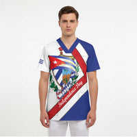 Cuba Independence Day Scrub Top Patria o Muerte Venceremos Curve Flag Style - Wonder Print Shop