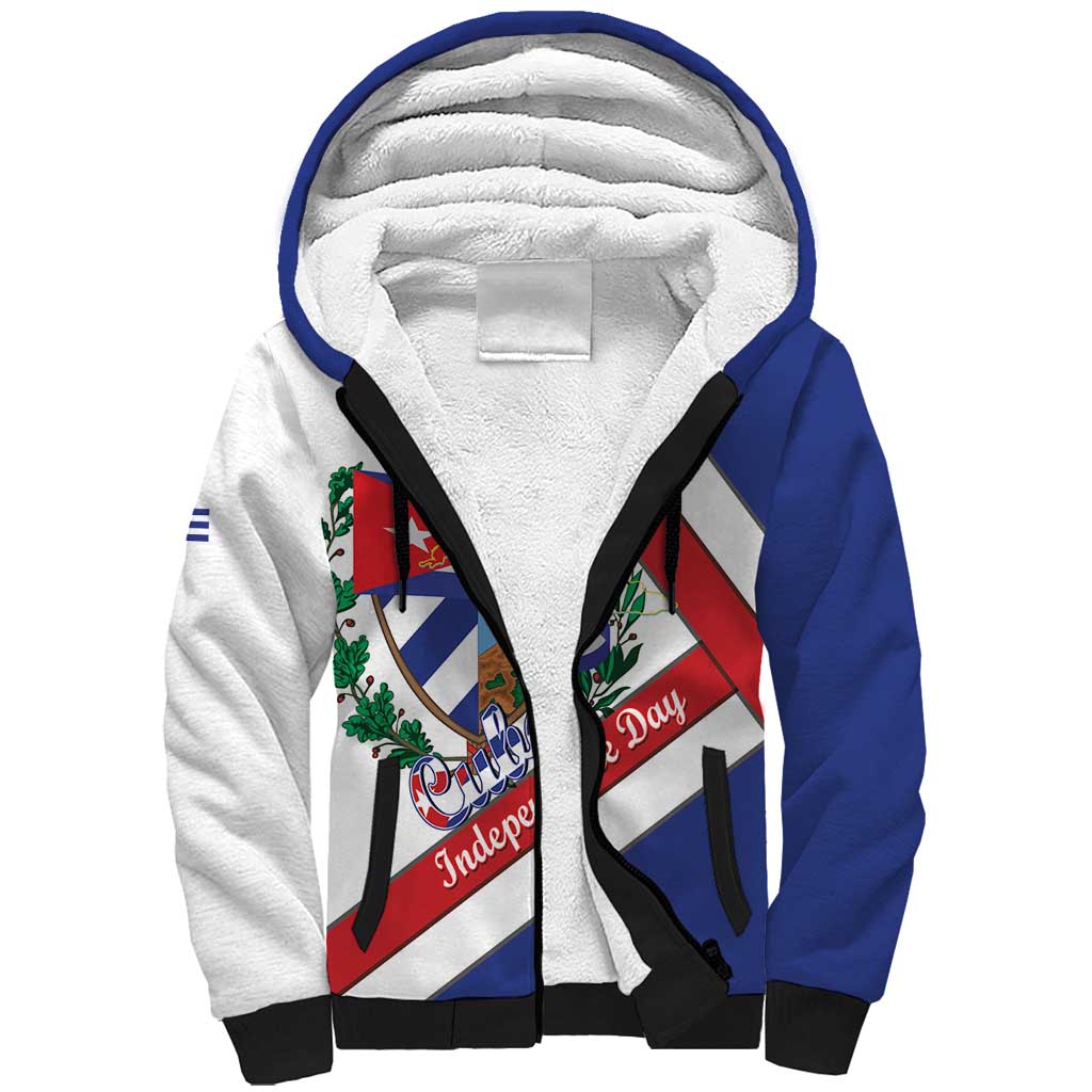Cuba Independence Day Sherpa Hoodie Patria o Muerte Venceremos Curve Flag Style - Wonder Print Shop