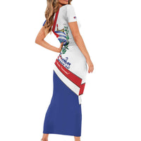 Cuba Independence Day Short Sleeve Bodycon Dress Patria o Muerte Venceremos Curve Flag Style - Wonder Print Shop