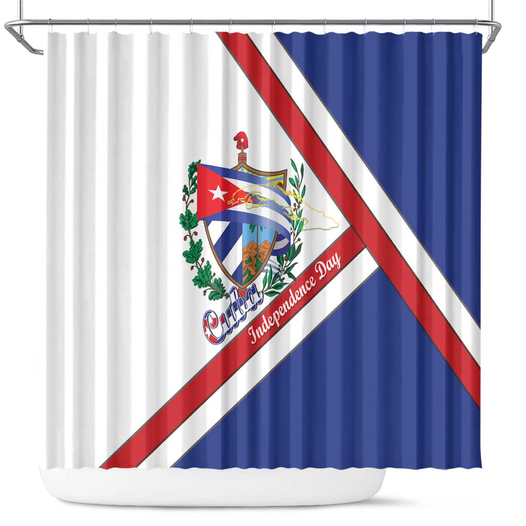 Cuba Independence Day Shower Curtain Patria o Muerte Venceremos Curve Flag Style - Wonder Print Shop