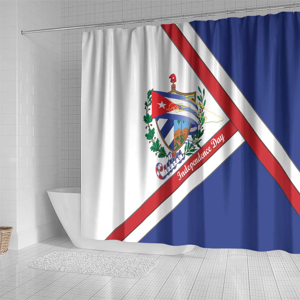Cuba Independence Day Shower Curtain Patria o Muerte Venceremos Curve Flag Style - Wonder Print Shop