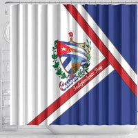 Cuba Independence Day Shower Curtain Patria o Muerte Venceremos Curve Flag Style - Wonder Print Shop