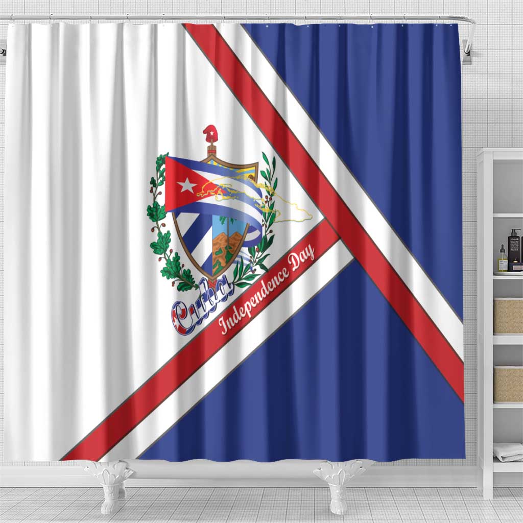 Cuba Independence Day Shower Curtain Patria o Muerte Venceremos Curve Flag Style - Wonder Print Shop