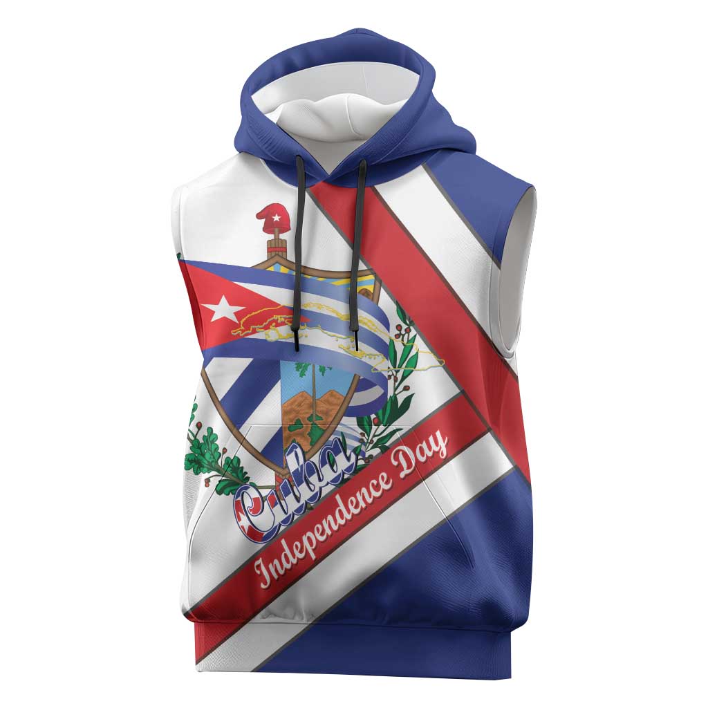 Cuba Independence Day Sleeveless Hoodie Patria o Muerte Venceremos Curve Flag Style - Wonder Print Shop