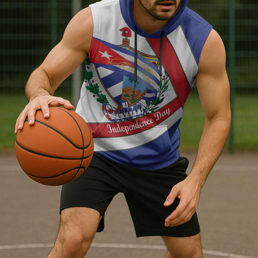 Cuba Independence Day Sleeveless Hoodie Patria o Muerte Venceremos Curve Flag Style - Wonder Print Shop